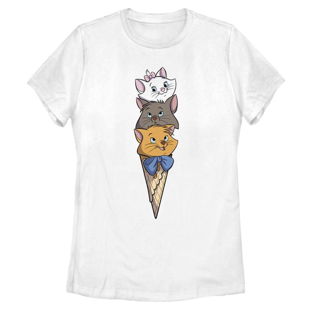 Women's Disney Kitten Ice Cream Stack T-Shirt - MARVEL PRODUCTS AND MORE