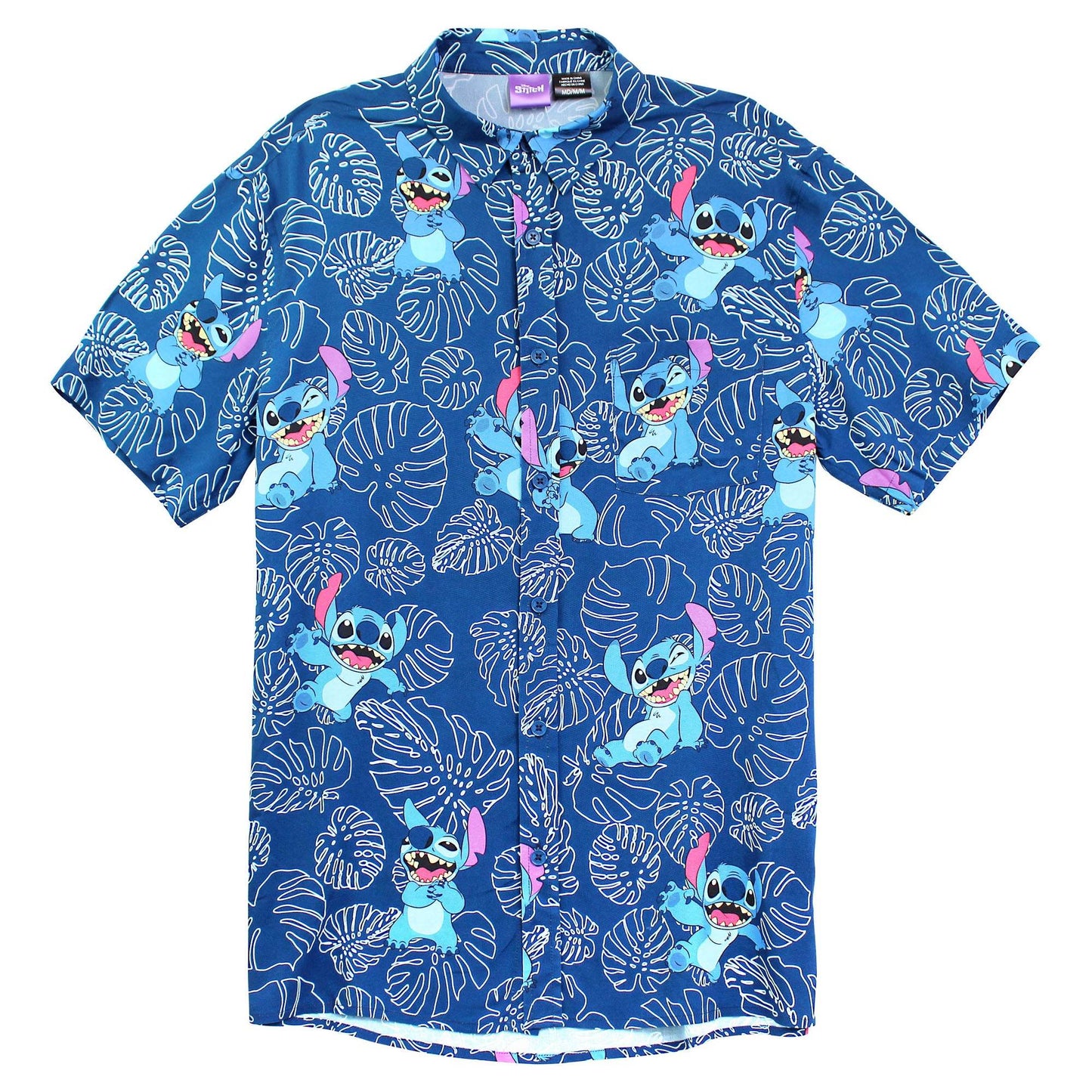 Men's Disney STITCH PLANTS REPEAT Button Up Woven - MARVEL PRODUCTS AND MORE
