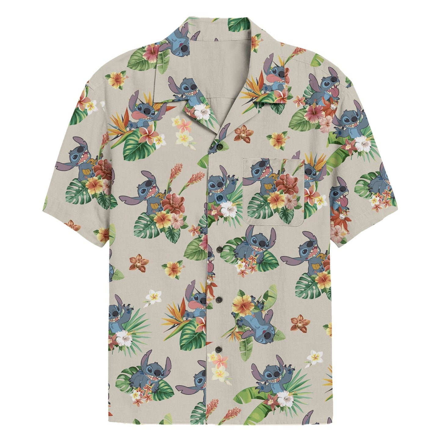 Men's Disney Stitch Tropical Button Up Woven - MARVEL PRODUCTS AND MORE