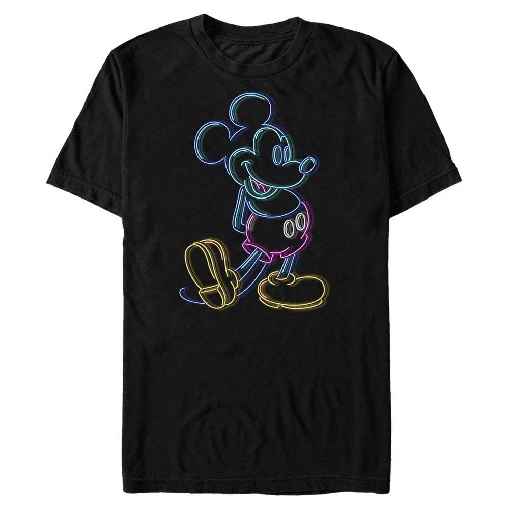 Men's Disney Bright Neon Mickey Mouse Outline T-Shirt - MARVEL PRODUCTS AND MORE