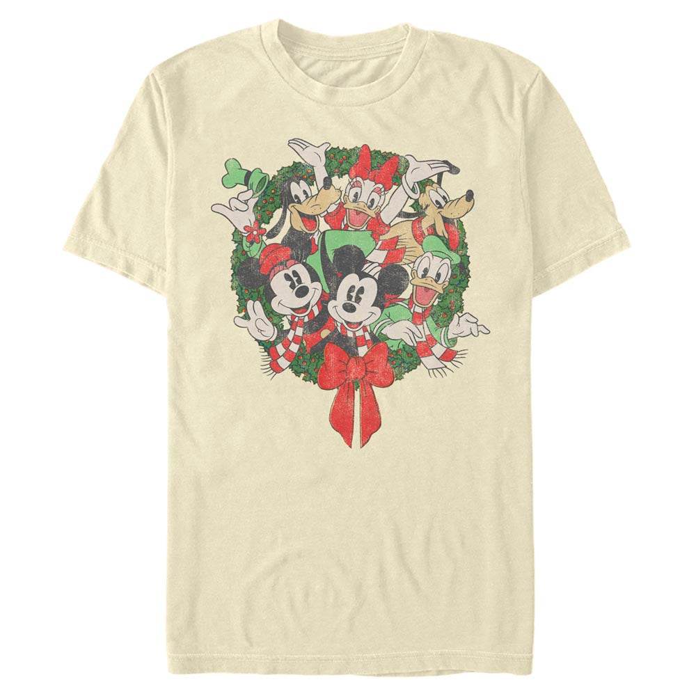 Men's Disney Christmas Group Shot Wreath T-Shirt - MARVEL PRODUCTS AND MORE