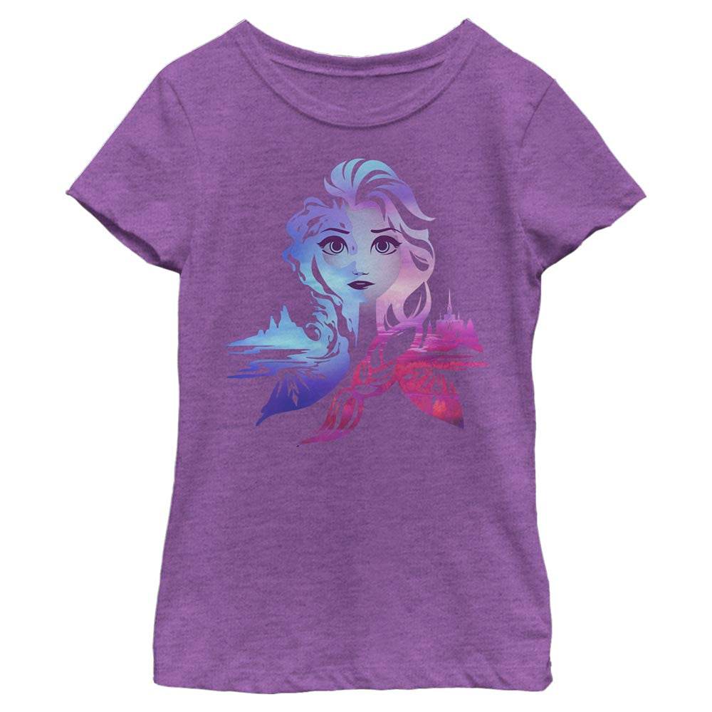 Girl's Disney Elsa Two Tone Gradient Portrait T-Shirt - MARVEL PRODUCTS AND MORE