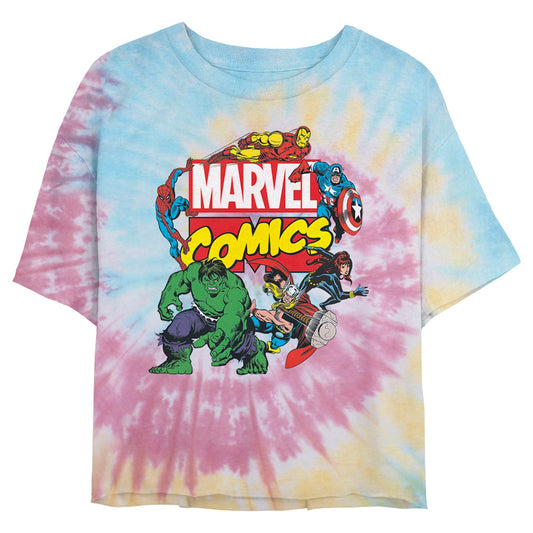 Junior's Marvel ClassicLogo Avengers Tie-Dye Swirl T-Shirt - MARVEL PRODUCTS AND MORE