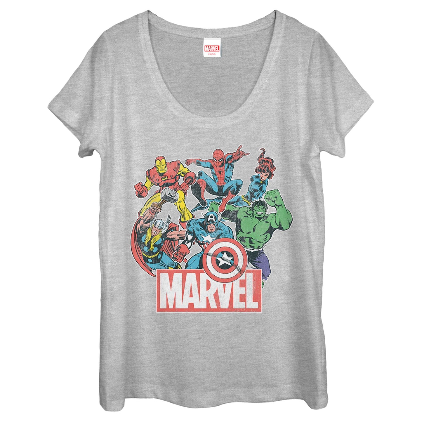 Women's Marvel Heroes of Today Scoop Neck T-Shirt - MARVEL PRODUCTS AND MORE