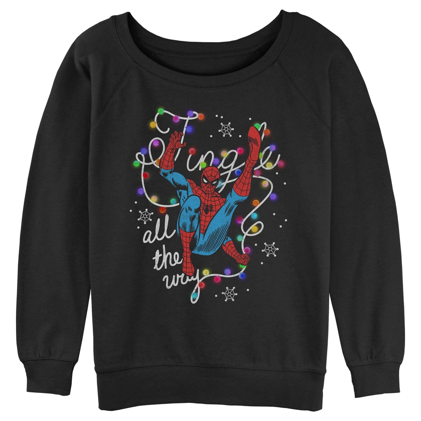 Junior's Marvel SPIDY CHRISTMAS SPIRIT Raglan Pullover - MARVEL PRODUCTS AND MORE