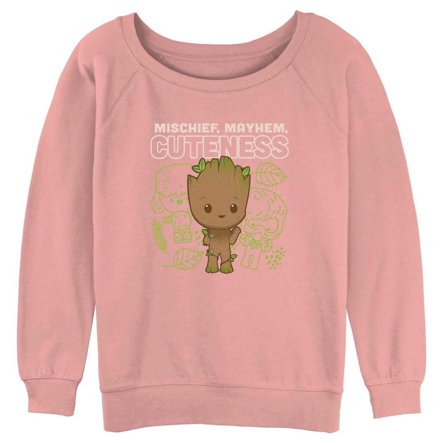 Junior's Marvel Cute Groot Linework Raglan Pullover - MARVEL PRODUCTS AND MORE