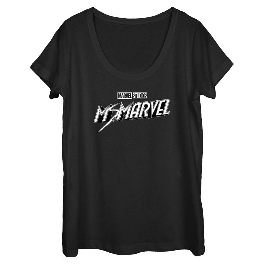 Women's Marvel Black and White Scoop Neck T-Shirt - MARVEL PRODUCTS AND MORE