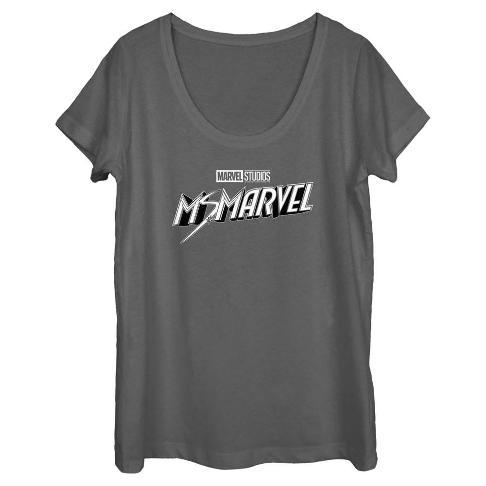 Women's Marvel Black and White Scoop Neck T-Shirt - MARVEL PRODUCTS AND MORE