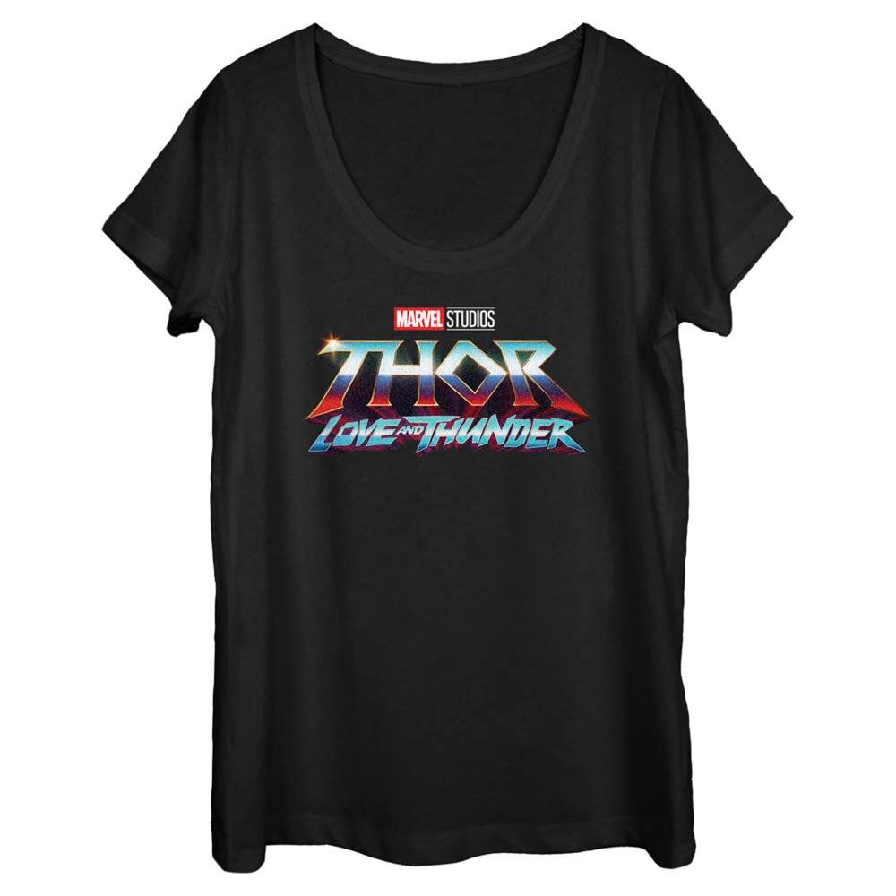 Women's Marvel Thunder Logo Scoop Neck T-Shirt - MARVEL PRODUCTS AND MORE