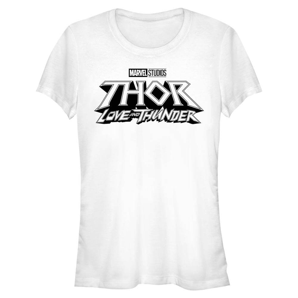 Junior's Marvel White Logo T-Shirt - MARVEL PRODUCTS AND MORE
