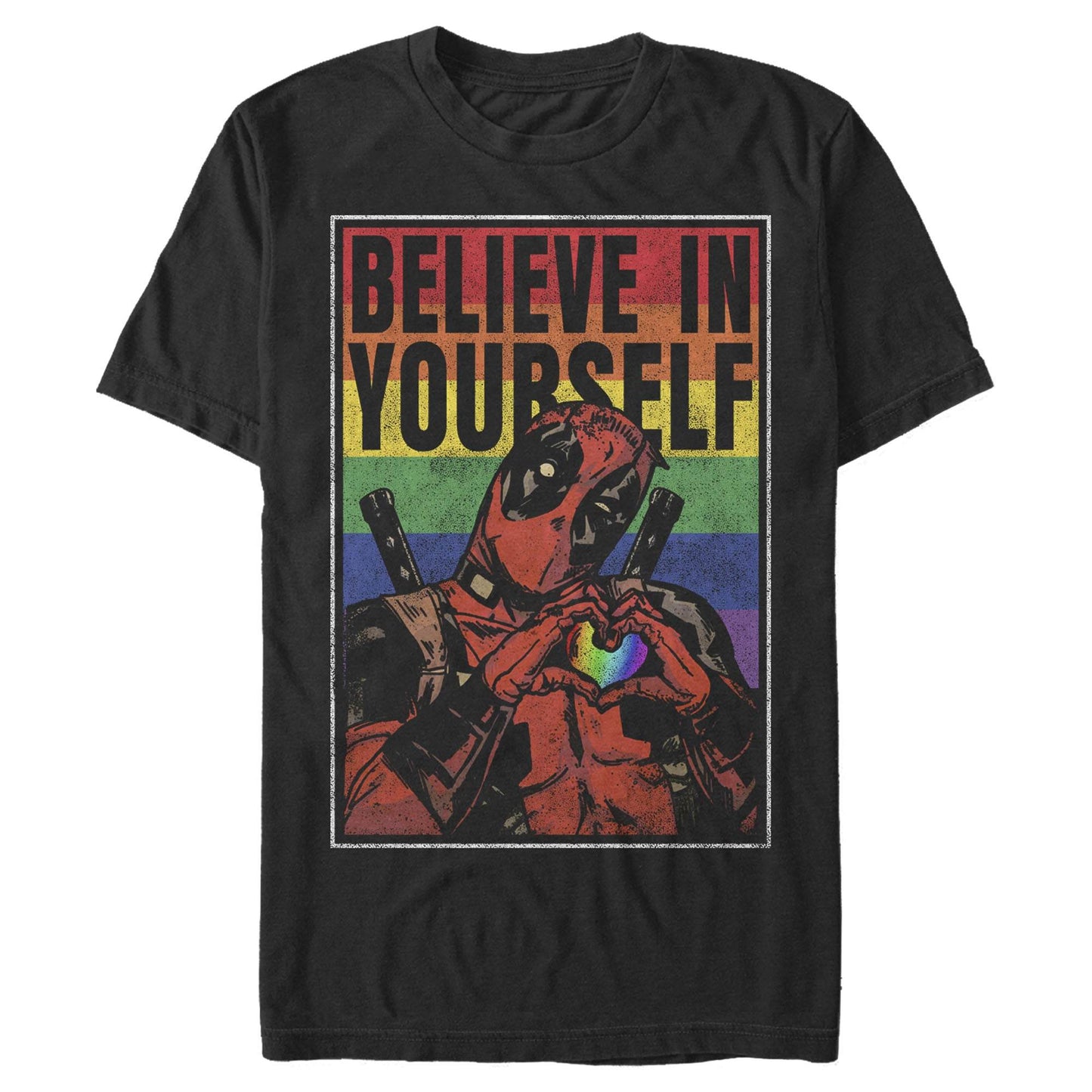 Men's Marvel Deadpool Believe Rainbow T-Shirt - MARVEL PRODUCTS AND MORE