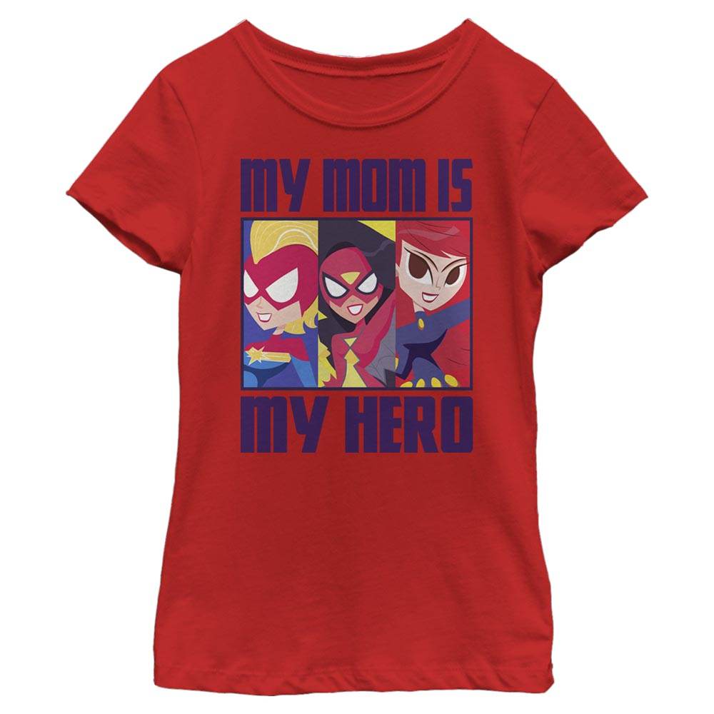 Girl's Marvel My Mom Is My Hero Cartoon Heroes T-Shirt - MARVEL PRODUCTS AND MORE