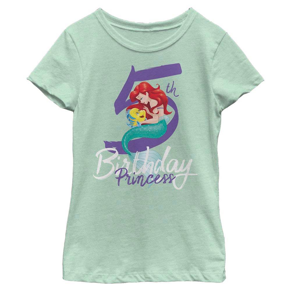 Girl's Disney Birthday Mermaid Five T-Shirt - MARVEL PRODUCTS AND MORE