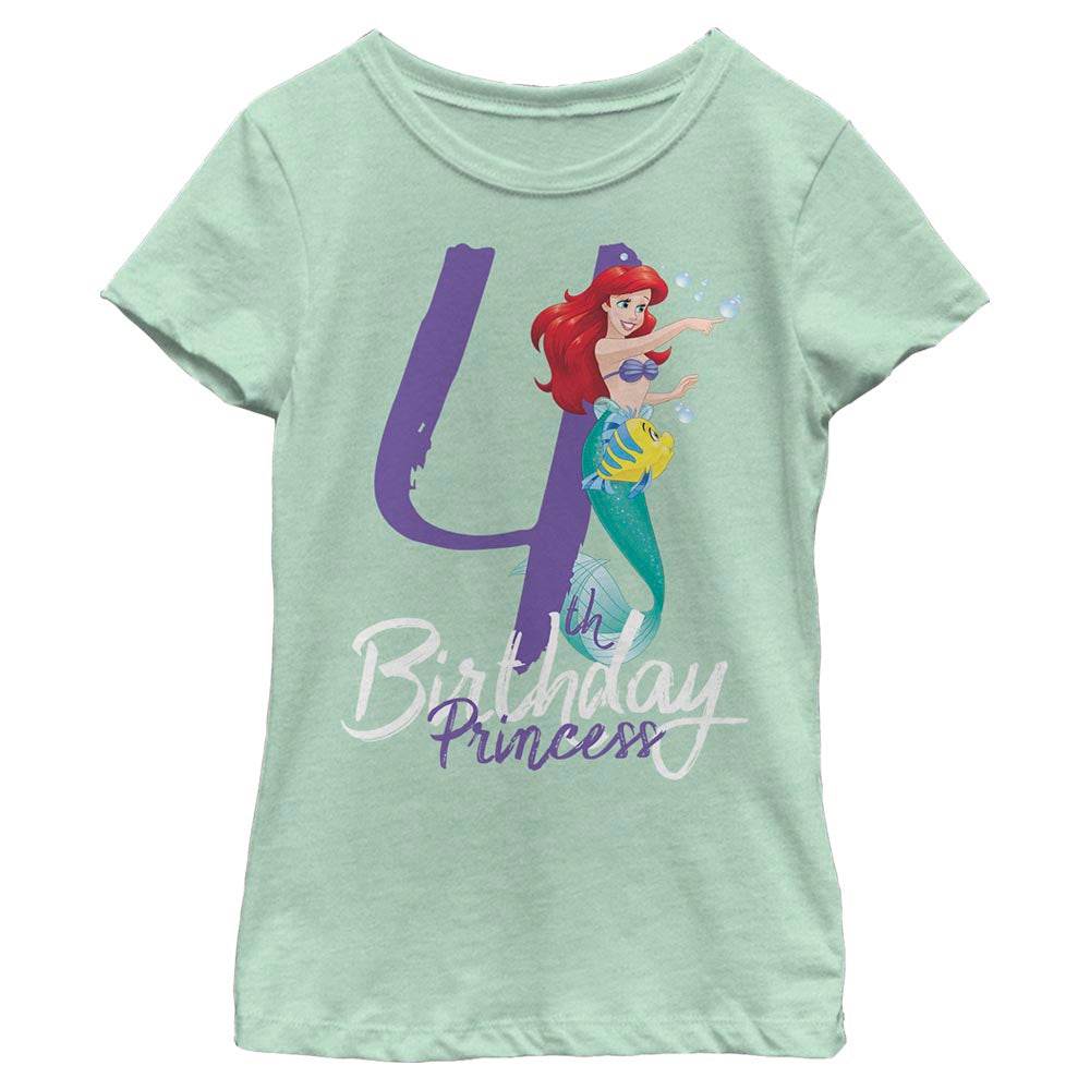 Girl's Disney Birthday Mermaid Four T-Shirt - MARVEL PRODUCTS AND MORE