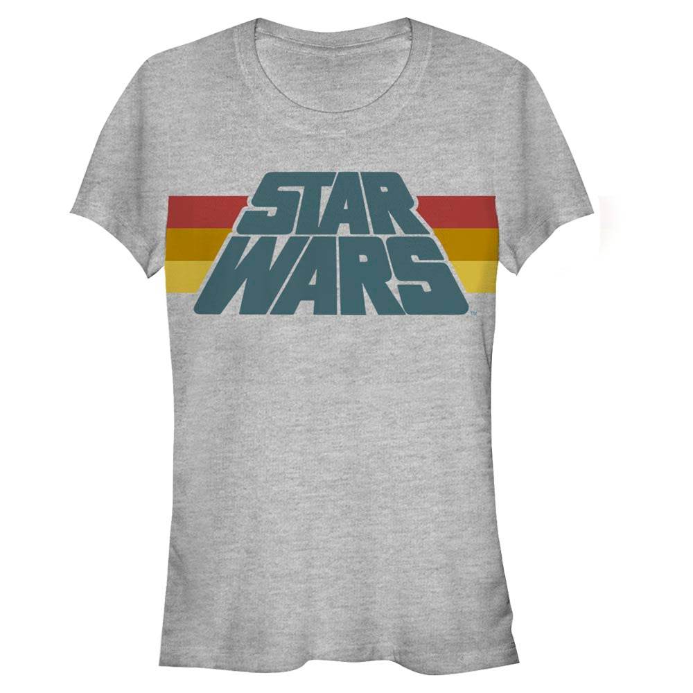 Junior's Star Wars Slant Logo Stripe T-Shirt - MARVEL PRODUCTS AND MORE
