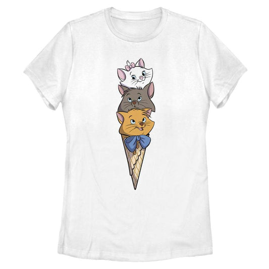 Women's Disney Kitten Ice Cream Stack T-Shirt - MARVEL PRODUCTS AND MORE