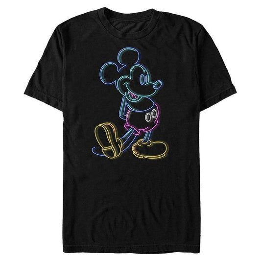 Men's Disney Bright Neon Mickey Mouse Outline T-Shirt - MARVEL PRODUCTS AND MORE
