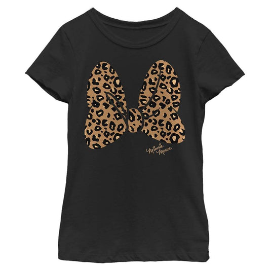Girl's Disney Minnie Mouse Cheetah Print Bow Signature T-Shirt - MARVEL PRODUCTS AND MORE