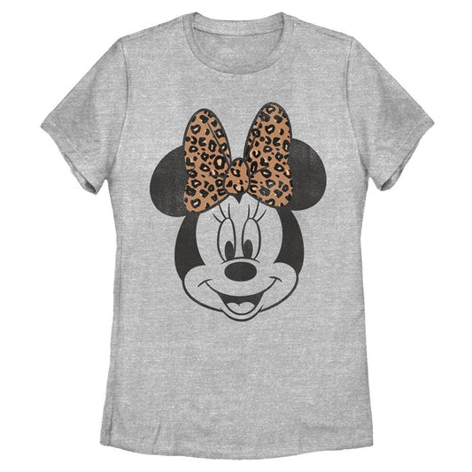 Women's Disney Minnie Mouse Cheetah Print Bow T-Shirt - MARVEL PRODUCTS AND MORE