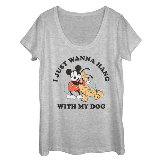 Women's Disney Mickey Dog Fill Lover Scoop Neck T-Shirt - MARVEL PRODUCTS AND MORE