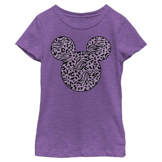Girl's Disney Mickey Zebra Cheeta Fill T-Shirt - MARVEL PRODUCTS AND MORE