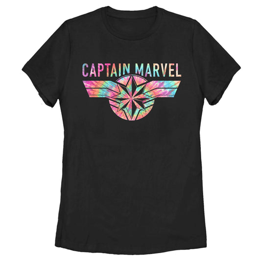 Women's Marvel Tie-Dye Captain Logo T-Shirt - MARVEL PRODUCTS AND MORE