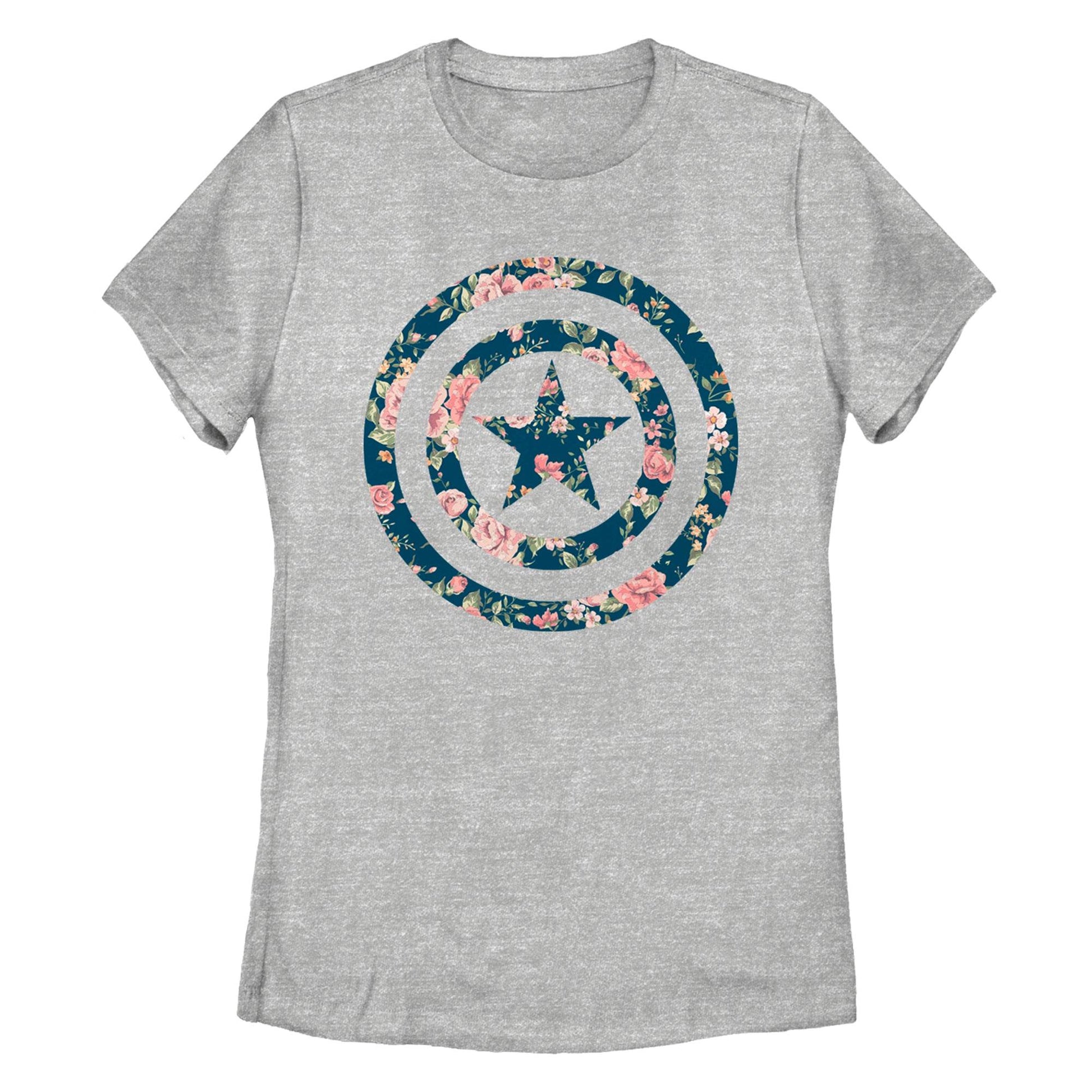 Women's Marvel Captain Floral T-Shirt - MARVEL PRODUCTS AND MORE