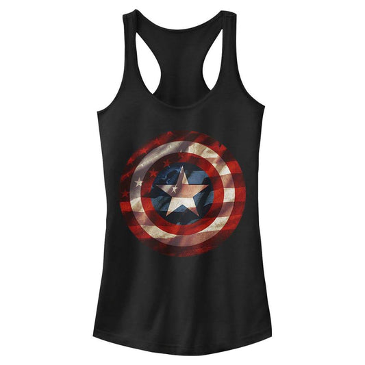 Junior's Marvel Flag Shield Tank Top - MARVEL PRODUCTS AND MORE