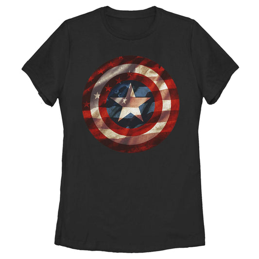 Women's Marvel Flag Shield T-Shirt - MARVEL PRODUCTS AND MORE