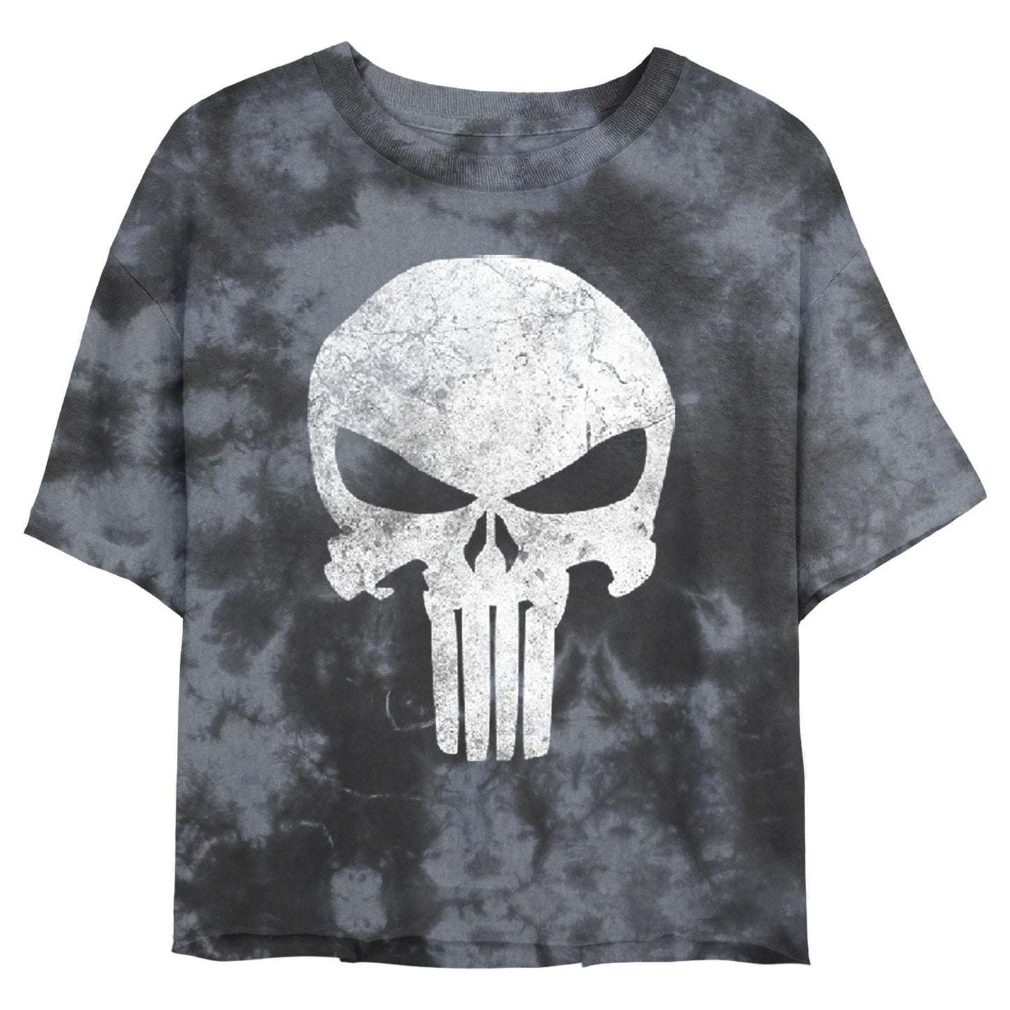 Junior's Marvel Punisher Distresskull Bombard Tie-Dye T-Shirt - MARVEL PRODUCTS AND MORE