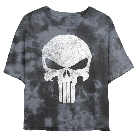 Junior's Marvel Punisher Distresskull Bombard Tie-Dye T-Shirt - MARVEL PRODUCTS AND MORE