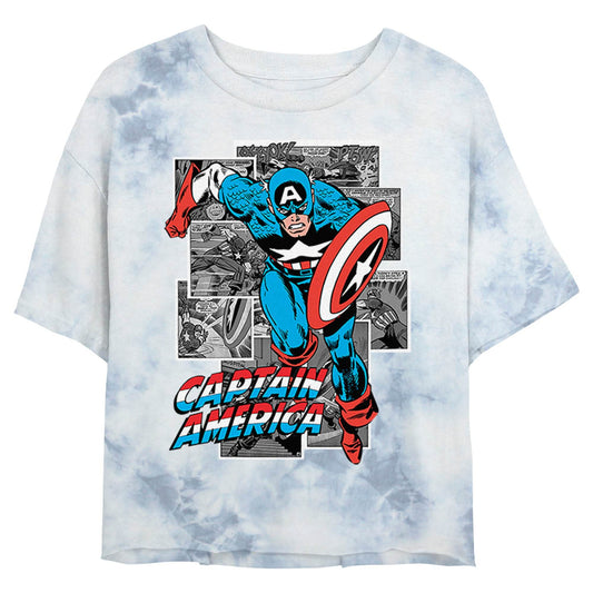 Junior's Marvel Comic Cap Bombard Tie-Dye T-Shirt - MARVEL PRODUCTS AND MORE