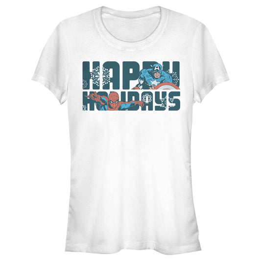 Junior's Marvel Happiest Of Holidays T-Shirt - MARVEL PRODUCTS AND MORE