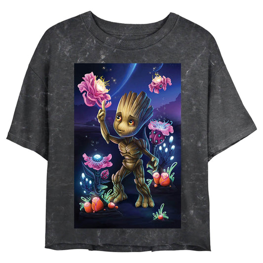 Junior's Marvel GROOT PLANTS Mineral Wash Crop Top - MARVEL PRODUCTS AND MORE
