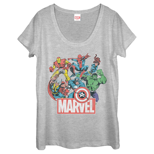 Women's Marvel Heroes of Today Scoop Neck T-Shirt - MARVEL PRODUCTS AND MORE