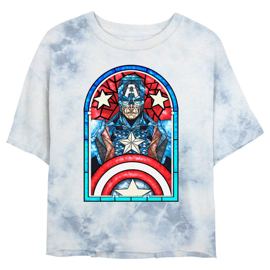 Junior's Marvel Cap Glass Bombard Tie-Dye T-Shirt - MARVEL PRODUCTS AND MORE