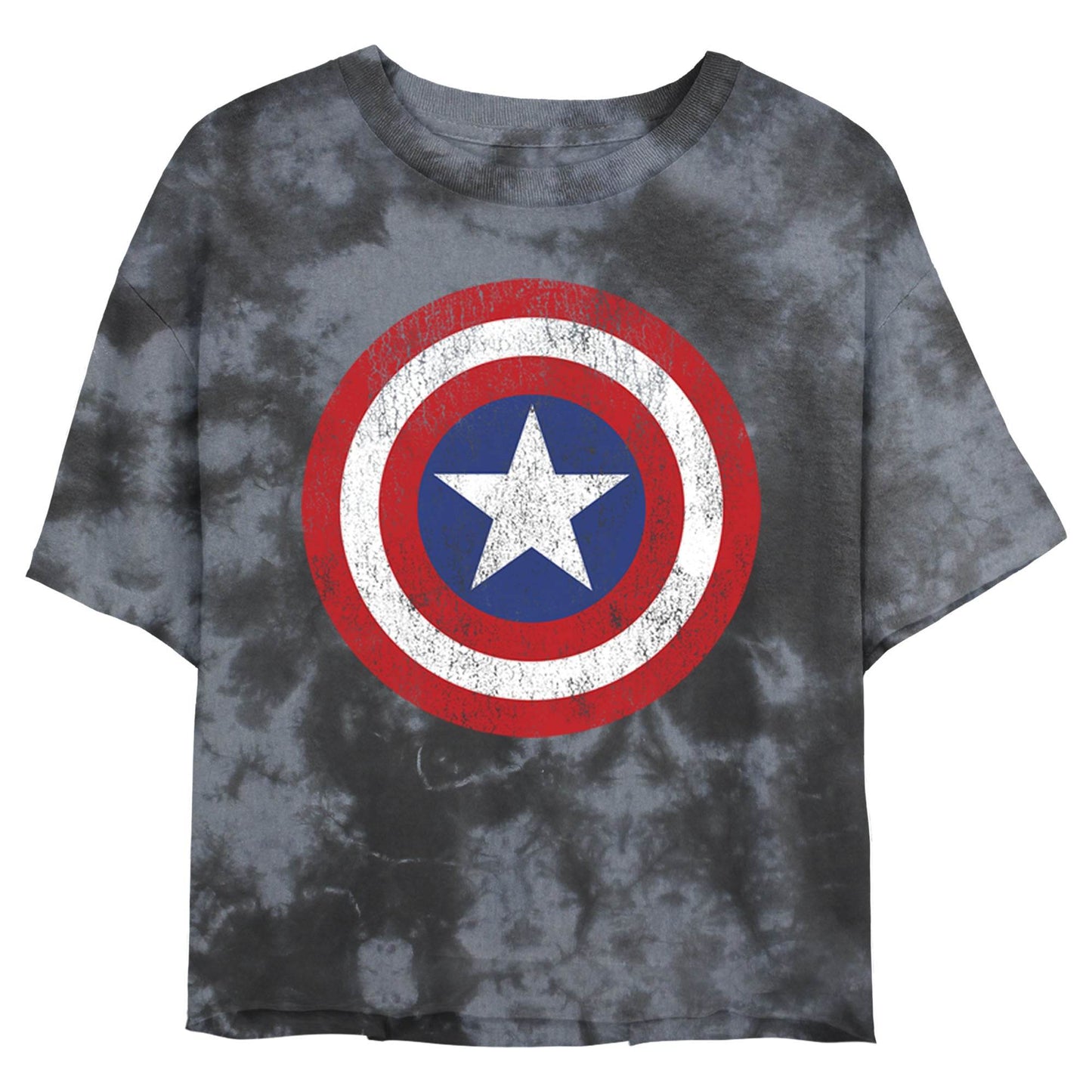 Junior's Marvel Distressed Shield Bombard Tie-Dye T-Shirt - MARVEL PRODUCTS AND MORE