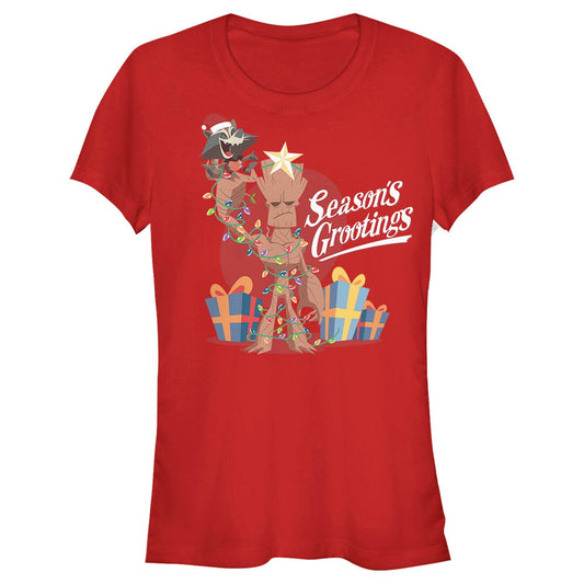 Junior's Marvel Seasons Grootings T-Shirt - MARVEL PRODUCTS AND MORE