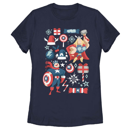Women's Marvel Holiday Mashup T-Shirt - MARVEL PRODUCTS AND MORE