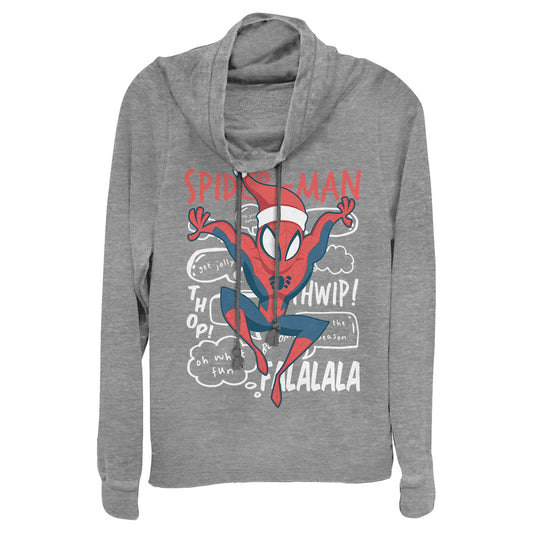 Junior's Marvel Spidey Doodle Jolly Cowl Neck - MARVEL PRODUCTS AND MORE