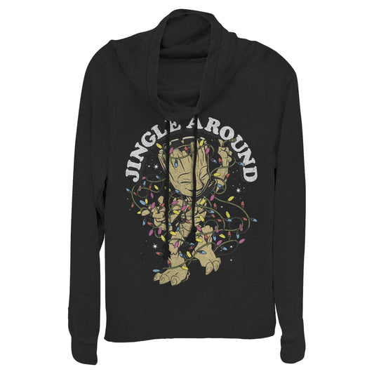 Junior's Marvel Jingle Groot Cowl Neck - MARVEL PRODUCTS AND MORE
