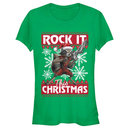 Junior's Marvel Rocket Xmas T-Shirt - MARVEL PRODUCTS AND MORE