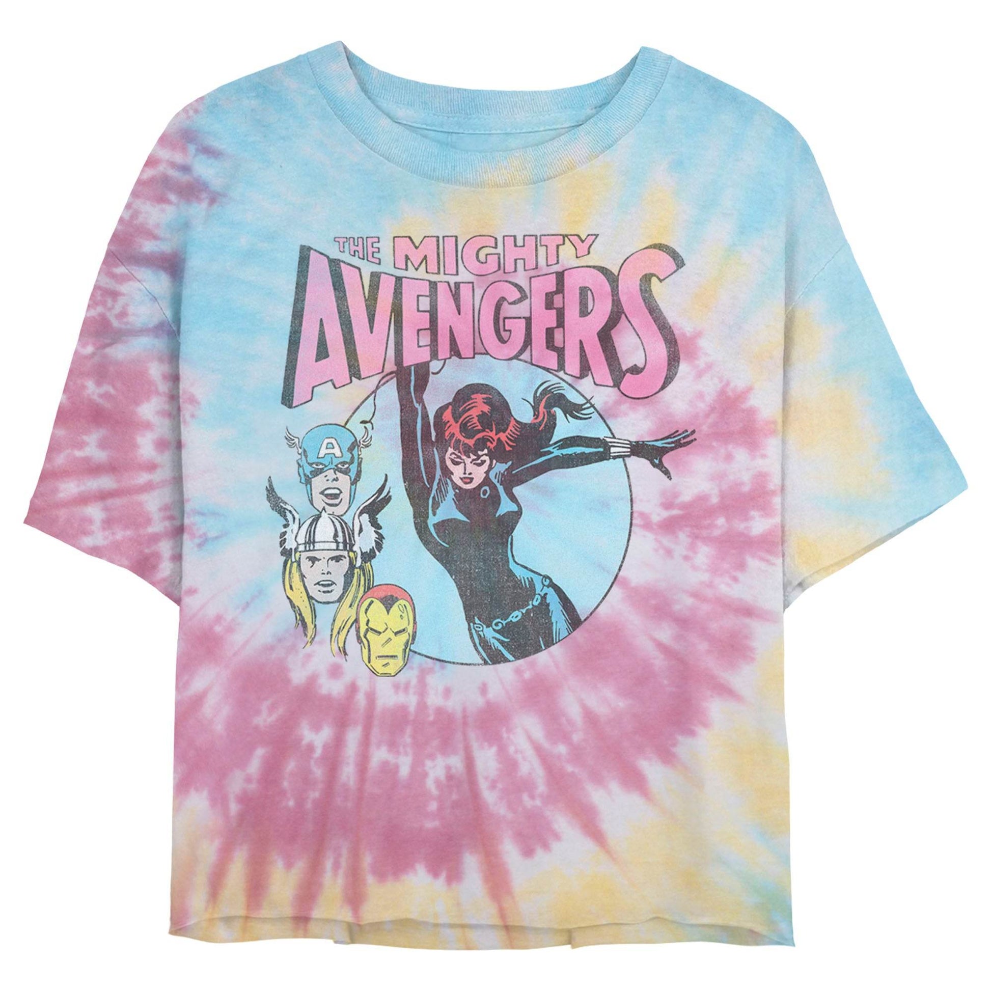 Junior's Marvel Retro Avengers Tie-Dye Swirl T-Shirt - MARVEL PRODUCTS AND MORE