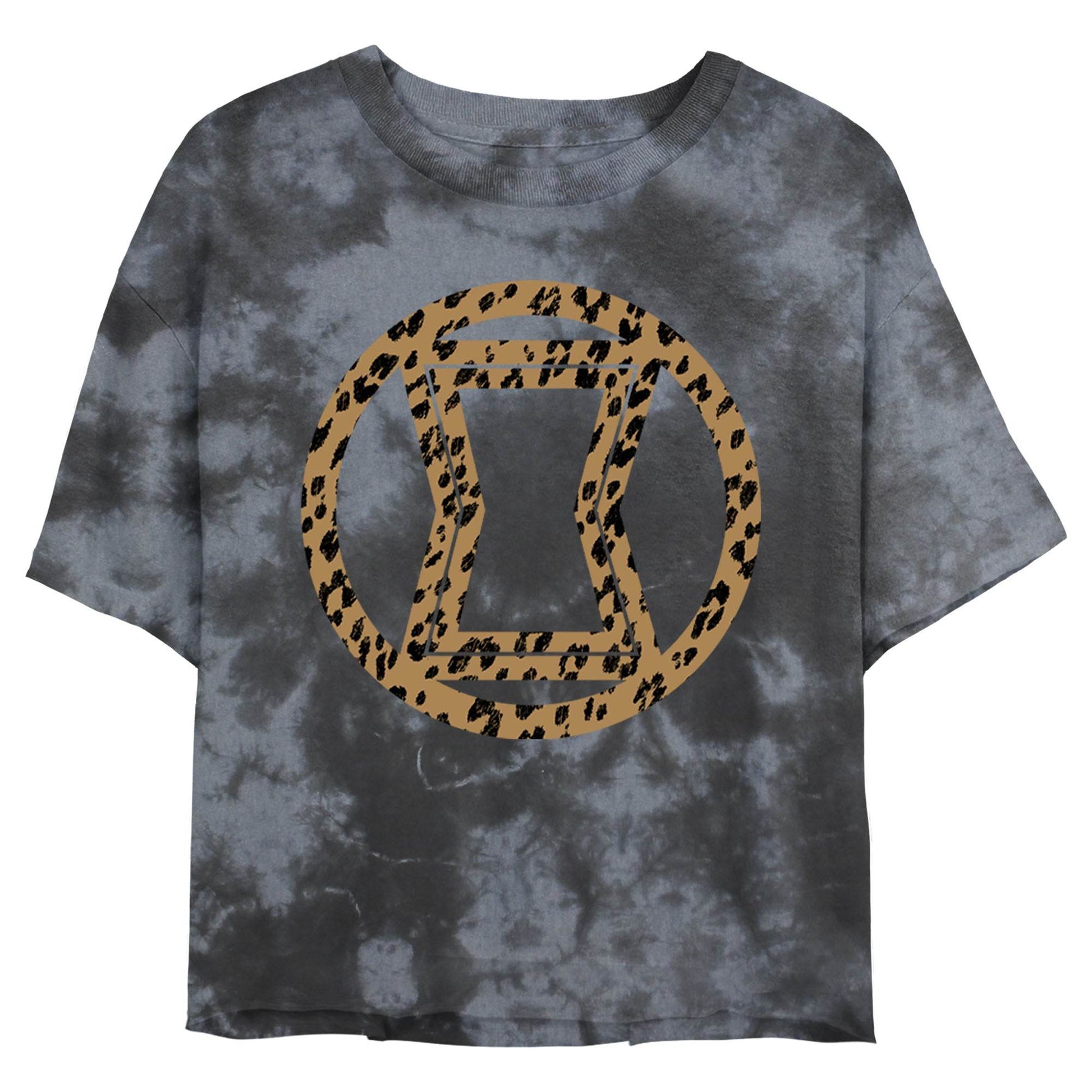Junior's Marvel Widow Icon Leopard Fill Bombard Tie-Dye T-Shirt - MARVEL PRODUCTS AND MORE
