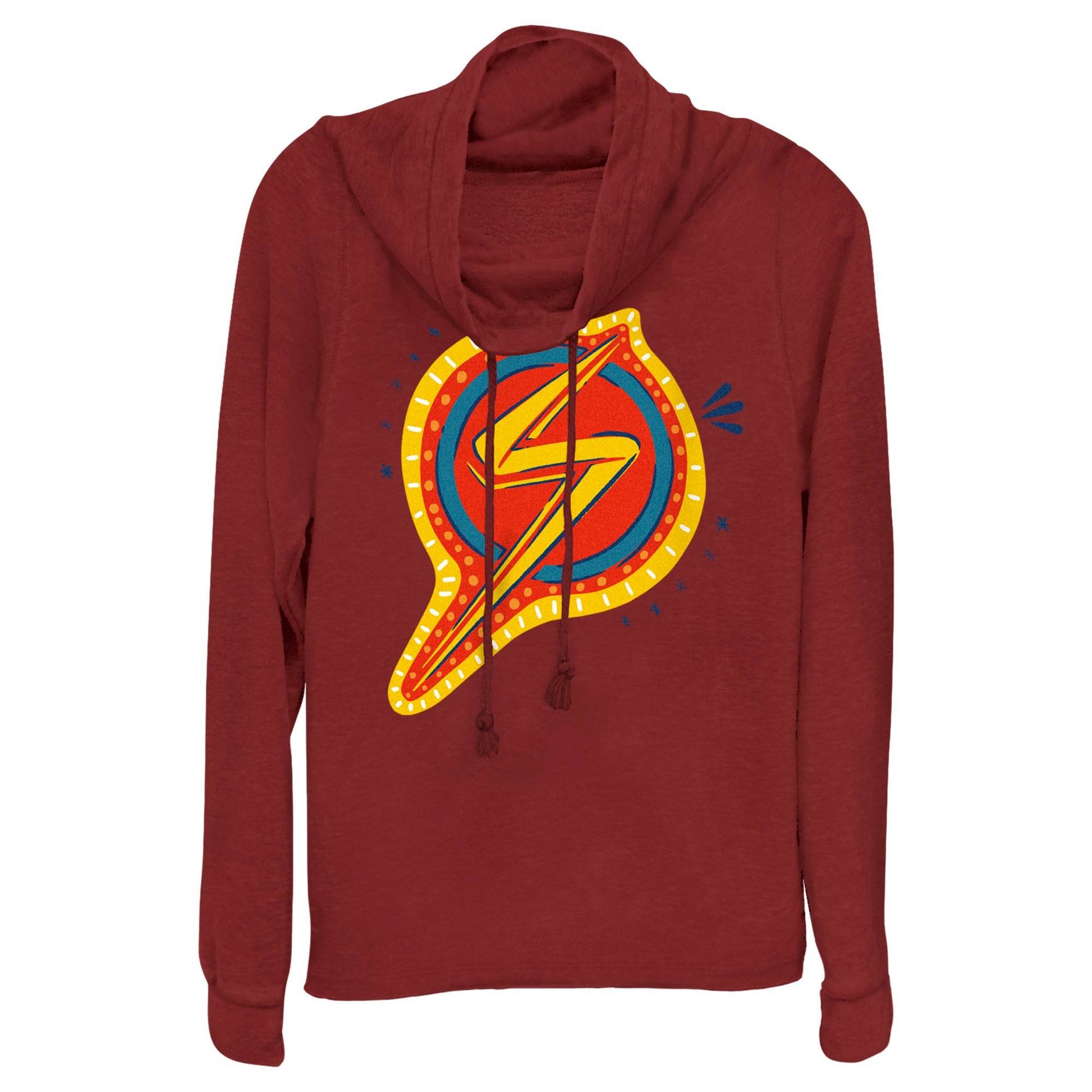 Junior's Marvel Decorative Symbol Cowl Neck - MARVEL PRODUCTS AND MORE