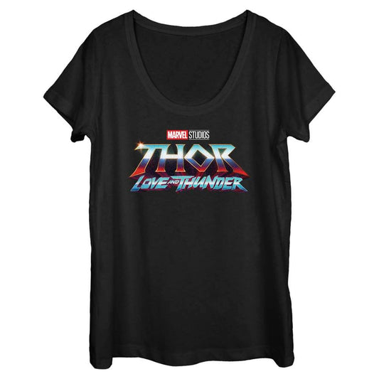 Women's Marvel Thunder Logo Scoop Neck T-Shirt - MARVEL PRODUCTS AND MORE