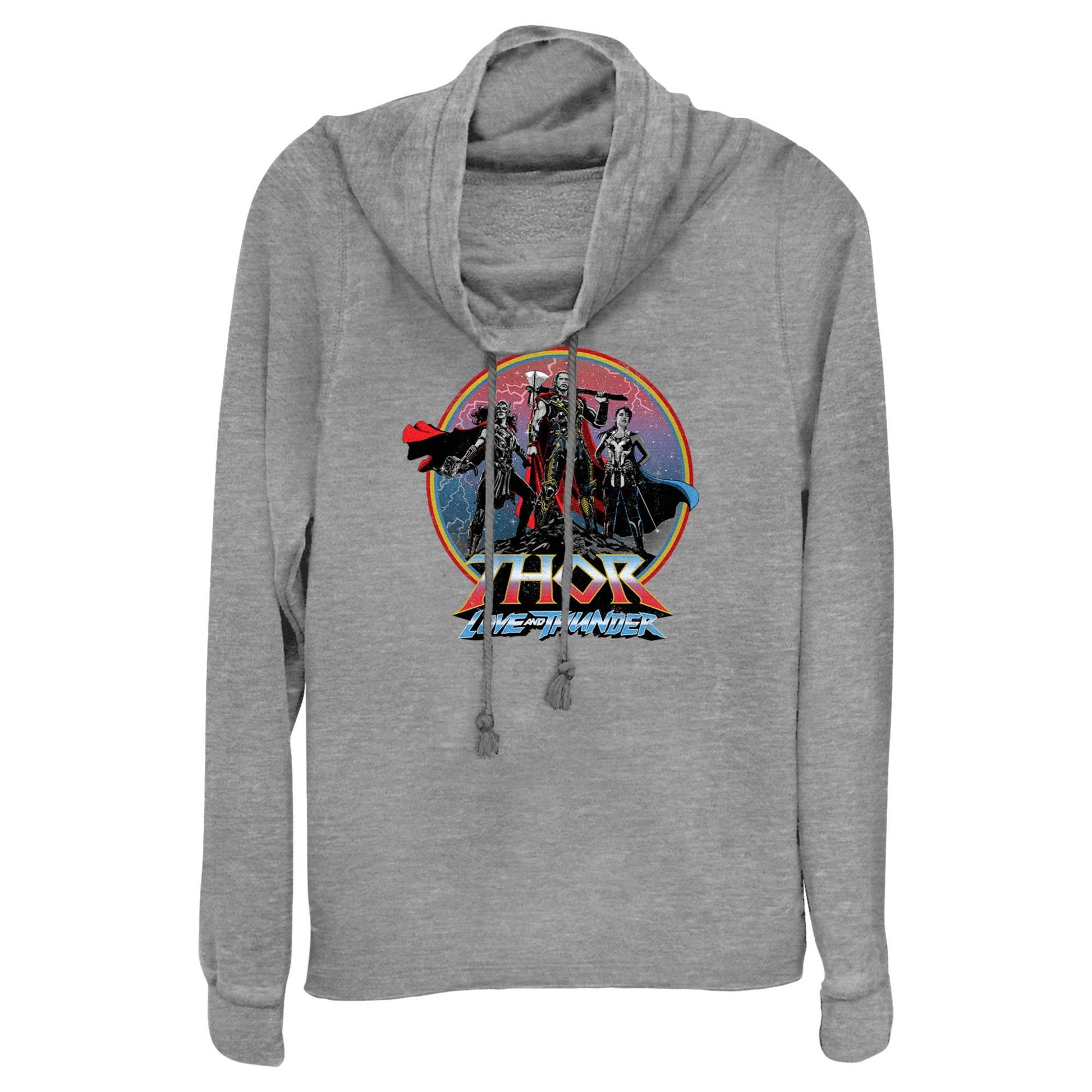 Junior's Marvel Asgardians Circle Badge Cowl Neck - MARVEL PRODUCTS AND MORE