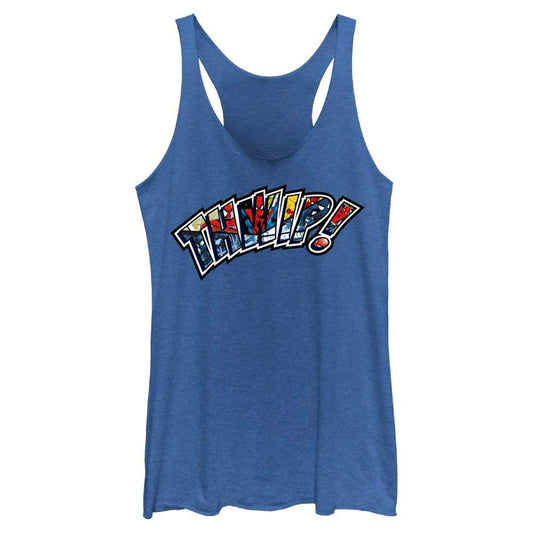 Junior's Marvel THWIP SPIDEY PANELS Tank Top - MARVEL PRODUCTS AND MORE