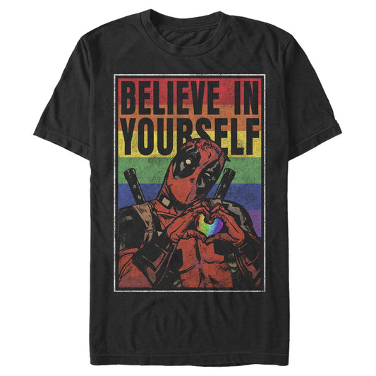 Men's Marvel Deadpool Believe Rainbow T-Shirt - MARVEL PRODUCTS AND MORE