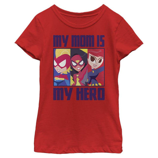 Girl's Marvel My Mom Is My Hero Cartoon Heroes T-Shirt - MARVEL PRODUCTS AND MORE